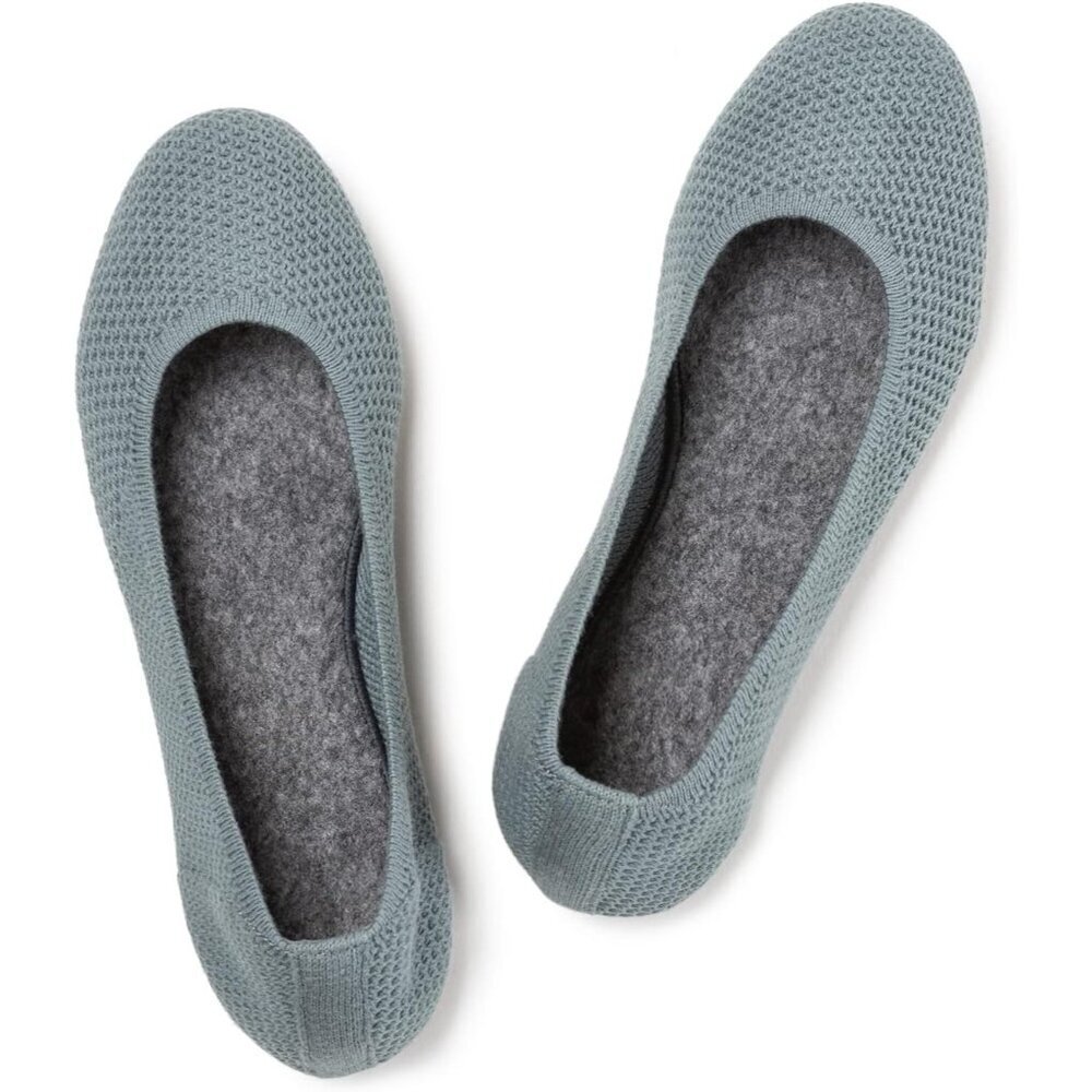 Frank Mully Women’s light Green Knit Fabric Round Toe Slip On Ballet Flat Shoes